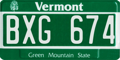 VT license plate BXG674