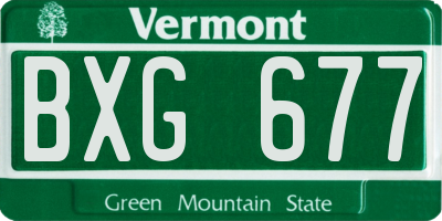 VT license plate BXG677