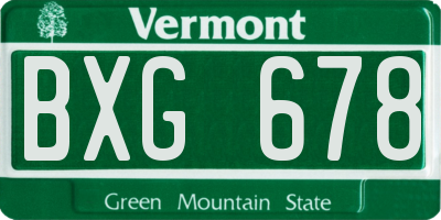 VT license plate BXG678
