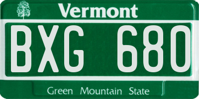 VT license plate BXG680