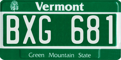 VT license plate BXG681