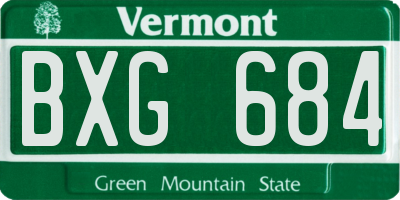 VT license plate BXG684