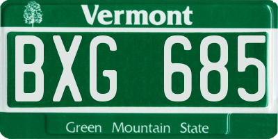 VT license plate BXG685