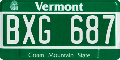 VT license plate BXG687