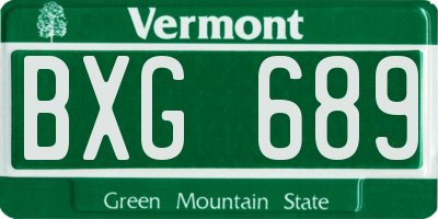 VT license plate BXG689