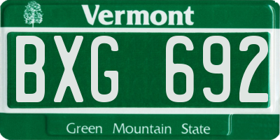 VT license plate BXG692