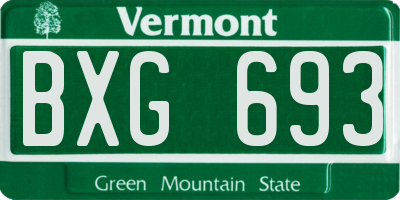 VT license plate BXG693