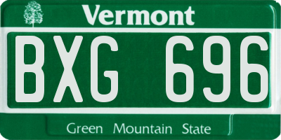 VT license plate BXG696