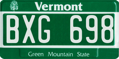 VT license plate BXG698