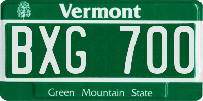 VT license plate BXG700