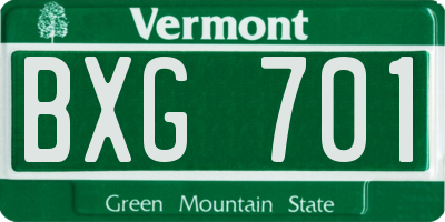 VT license plate BXG701