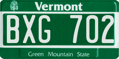 VT license plate BXG702