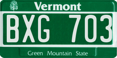 VT license plate BXG703