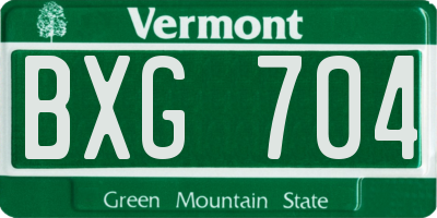 VT license plate BXG704