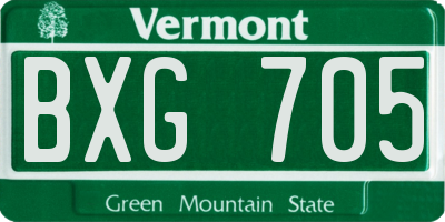 VT license plate BXG705