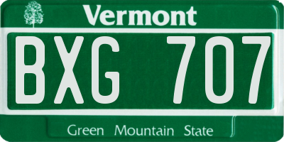 VT license plate BXG707