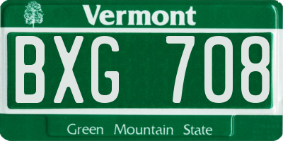 VT license plate BXG708