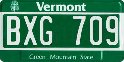 VT license plate BXG709