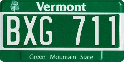 VT license plate BXG711