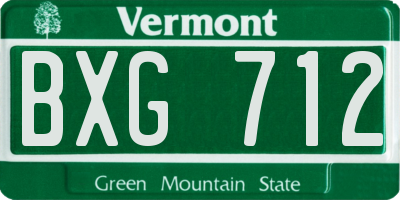 VT license plate BXG712