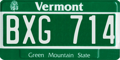 VT license plate BXG714