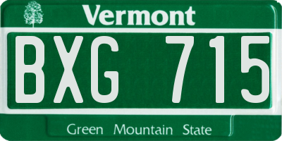 VT license plate BXG715