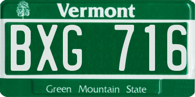 VT license plate BXG716