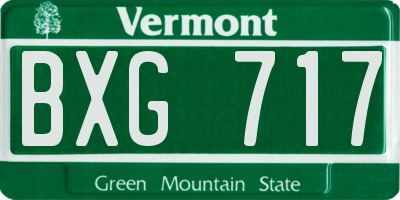 VT license plate BXG717