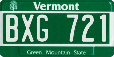 VT license plate BXG721