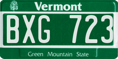 VT license plate BXG723