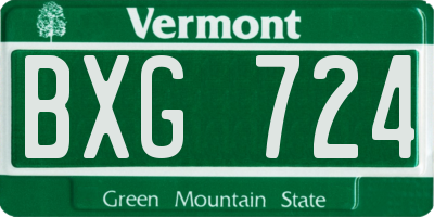 VT license plate BXG724