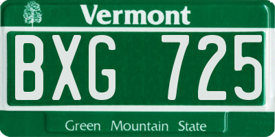 VT license plate BXG725