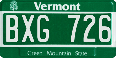VT license plate BXG726