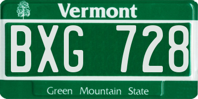 VT license plate BXG728