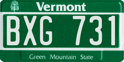 VT license plate BXG731