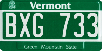 VT license plate BXG733