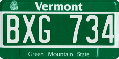VT license plate BXG734