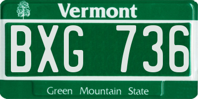 VT license plate BXG736