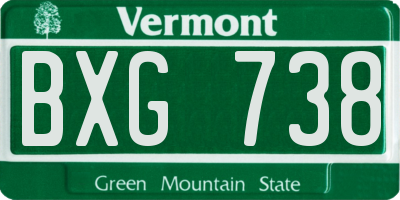 VT license plate BXG738