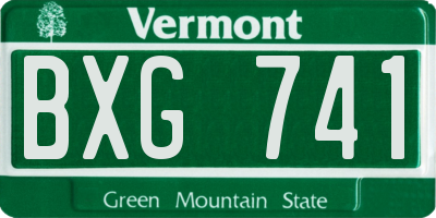 VT license plate BXG741