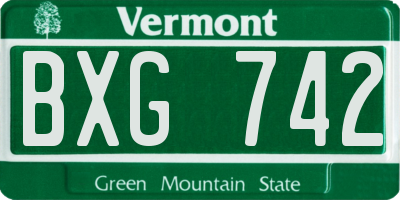 VT license plate BXG742