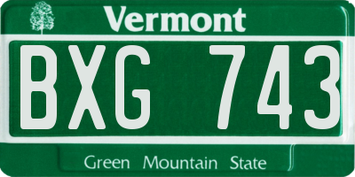 VT license plate BXG743