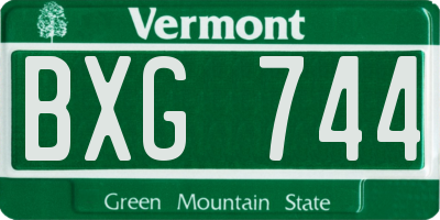 VT license plate BXG744