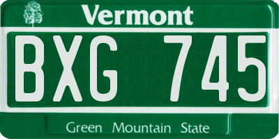 VT license plate BXG745