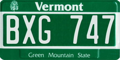 VT license plate BXG747