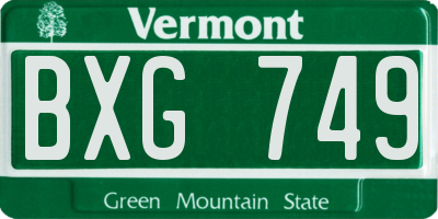 VT license plate BXG749