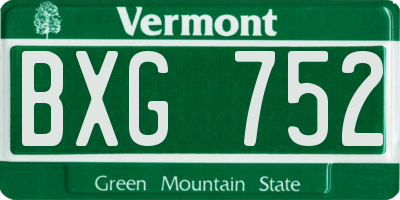 VT license plate BXG752
