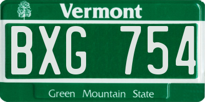 VT license plate BXG754