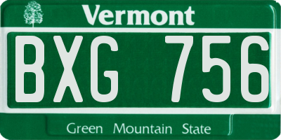 VT license plate BXG756