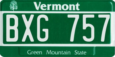 VT license plate BXG757